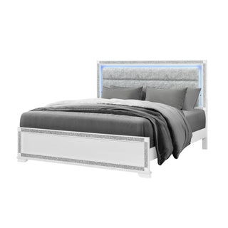 Soulmarie - Bed With LED Lighting And Padded Headboard