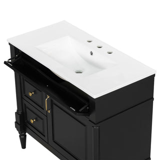 Freestanding Bathroom Vanity With Sink, Adjustable Shelf, Flip Drawer