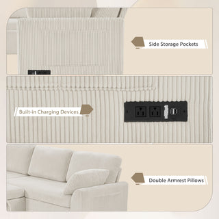 Convertible U-Shaped Sectional Sofa Bed With Reversible Chaise