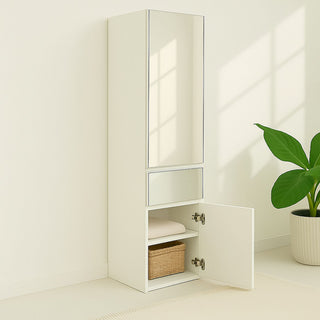Elise - Slim Modular Closet Cabinet With Mirror - White