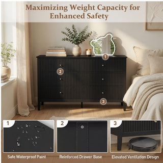 Modern 6 Drawer Fluted Dresser