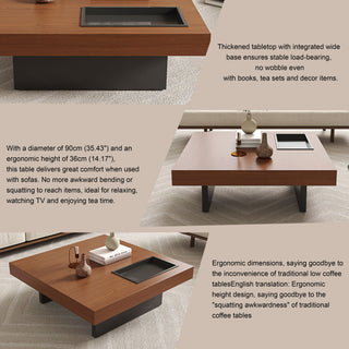 Square Floating Coffee Table For Living Room - Dark Walnut