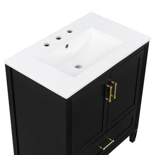 Elegant Fluted Bathroom Vanity With Sink, Soft Close Doors & Drawer