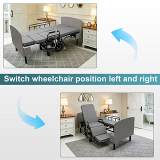 Dual Motor 3 In 1 Electric Nursing Bed Convertible To Wheelchair & Stretcher - Gray
