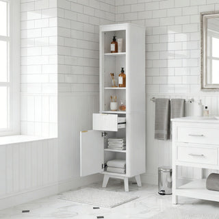 Tall Bathroom Storage Cabinet With Adjustable Shelves And 1 Drawer & Door
