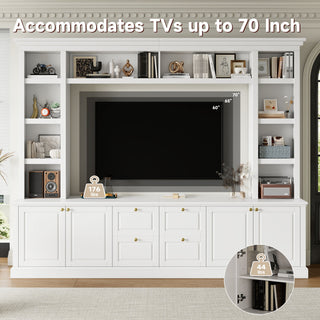 TV Stand With Bookcase, Storage Cabinet With 3 Adjustable Shelves, Living Room Entertainment Center - White