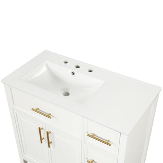 Modern Bathroom Vanity With Sink Top, 2 Doors And 3 Drawers