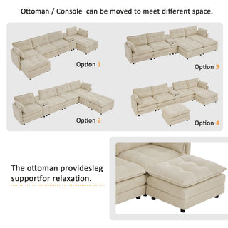 Oversized Modular Sectional Sofa With Multi Functional Console