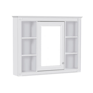 Bathroom Vanity With Mirror Cabinet, Single Sink With 2 Soft Closing Doors And 4 Drawers