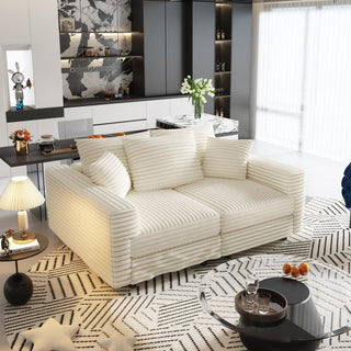 Deep Seat Convertible Sofa With Soft Pillows And Ottomans