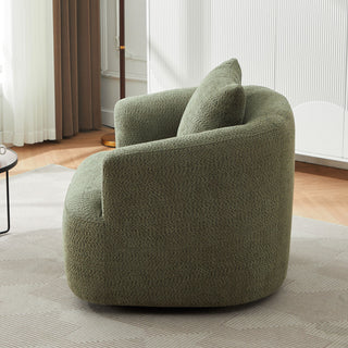 360° Swivel Barrel Sofa Chair With Throw Pillow, Upholstered Accent Chair