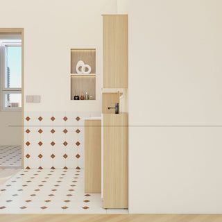 4 Piece Bathroom Vanity Set With Sink, Vanity Combo With Storage Cabinets - Black / Light Oak / White
