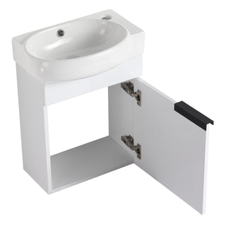 Wall Mounted Bathroom Vanity With Sink And Storage Rack, Soft Close Doors