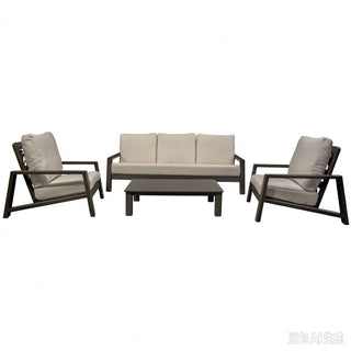 Verona - Seating 4 Pieces Set - Dark Espresso / Gray / Off White