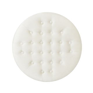 Elegant Round Ottoman Footstool With Studded Rim