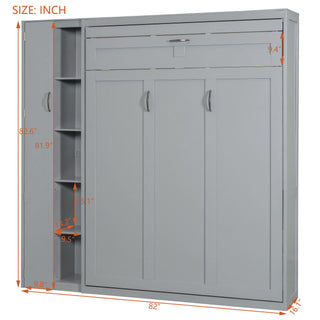 Murphy Wall Bed With Shelves, Wardrobe And LED Lights