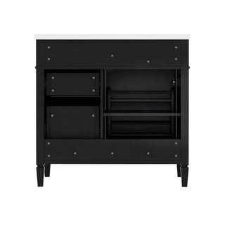 Bathroom Vanity With Sink, Rectangular Storage Cabinet & 2 Drawers And Tip Out Drawer