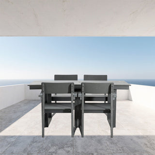 5 Piece Outdoor Dining Set, Table With Umbrella Hole And 4 Armrest Chairs