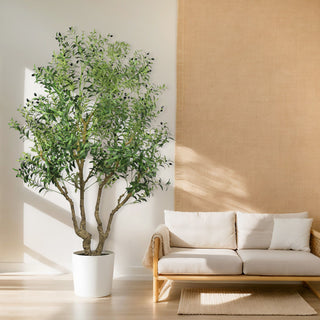 Artificial Olive Tree Large With Trunk, Indoor / Outdoor Decorative Plant For Living Room - Green