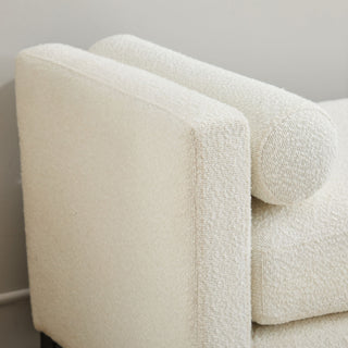 Upholstered End Of Bed Bench With Arms, 2 Bolsters For Bedroom - Ivory
