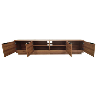 TV Stand, Entertainment Center With Fluted Door & Cable Management, Soft Closing Hinges - Walnut