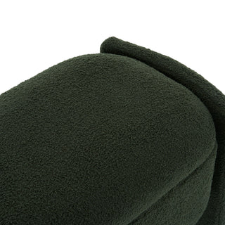 Elegant Long Shaped Storage Ottoman Bench, Boucle Material, Simple And Grand Design - Dark Green