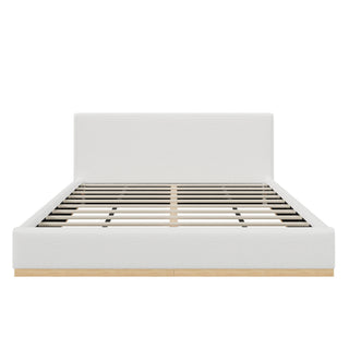 Queen Upholstered Bed - Natural / White