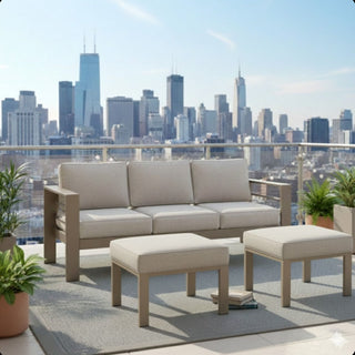 All-Weather Patio Ottomans With Thick Cushions (Set of 2)