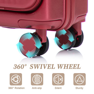 Luggage Set With Cosmetic Case, Combination Lock, Front Opening Design