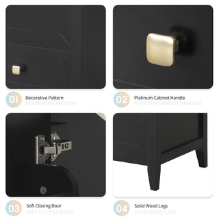 20" Bathroom Vanity With Sink Cabinet With Soft Closing Door, Drawer & Storage Rack - Black
