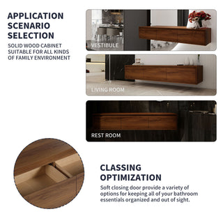 Modern Wall Mounted Bathroom Vanity With Resin Sink And Soft Close Drawer - Brown Ebony