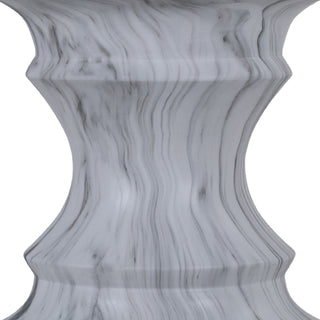 Geometric Round Outdoor End Table - Marble