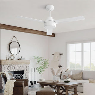 52" Ceiling Fan With Remote Control, 3 Blades, DC Motor, 6 Speed Reversible For Living Room - White