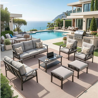 Patio Furniture Set With Coffee Table And Cushions For Backyard