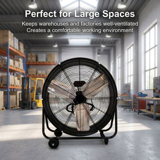 Drum Fan With Pure Copper Wiring Motor And Blades - Black