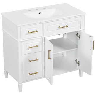 Bathroom Vanity With Sink, 4 Drawers, 2 Doors