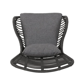 Modern Aesthetic Outdoor Rattan Accent Chair With Metal Legs