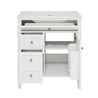 Bathroom Vanity With Top Sink, Modern Bathroom Storage Cabinet With 2 Drawers And A Tip-Out Drawer