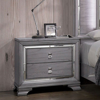 Nightstand With Mirror Trim - Light Gray
