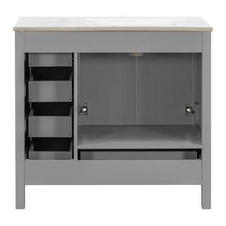 Bathroom Vanity With Sink Combo, 2 Soft Close Doors And 5 Drawers