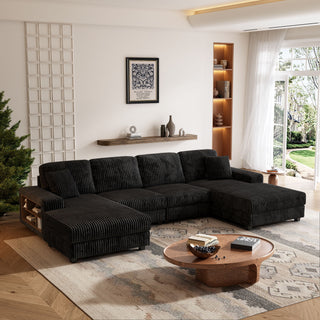 U-Shaped Convertible Sofa, 4 Seater Large Living Room Lounge