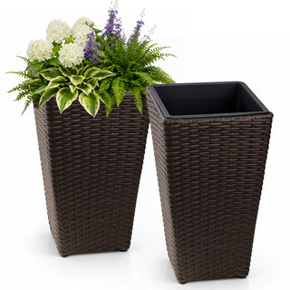 Solhome - Indoor / Outdoor Decorative Planter With Removable Insert (Set of 2) - Brown Ebony