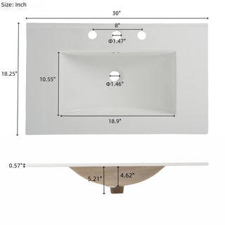 Modern Bathroom Vanity With Ceramic Sink, Tempered Blurred Glass Doors