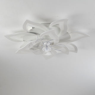 32" Flower Ceiling Fan With LED Dimmable Light, Low Profile Flush Mount Fan With Remote Control, 6 Speeds