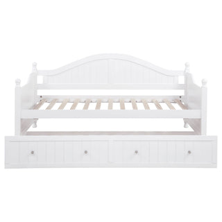 Twin Daybed With Trundle Storage Bed - White