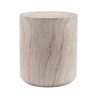 Tall Cylindrical Accent Coffee Table In - Beige / Yellow