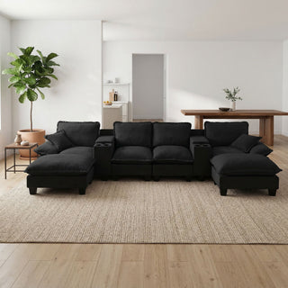 Modular Cloud Couch Sofa With Cup Holders & Storage, USB Port