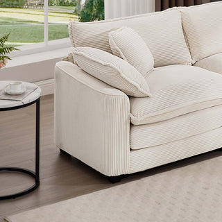 Mid-Century Modern 3 Seater Sectional Sofa With Arm And Throw Pillows
