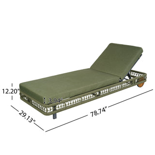 Outdoor Chaise Lounge & Wheels, 5 Position Adjustable Backrest