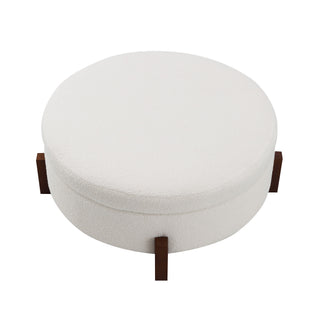 Round Storage Ottoman, Footrest Stool For Living Room